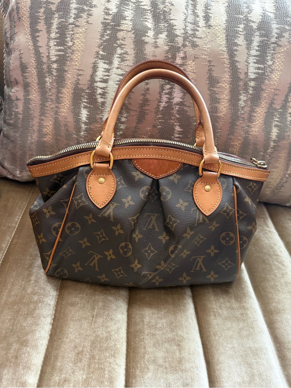Louis Vuitton Tavioli PM Canvas Satchel with Tan Leather Trim - Picture 3 of 16